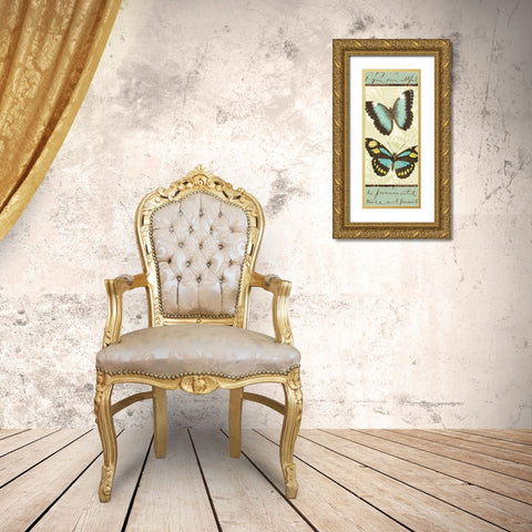 Butterfly Patchwork II Gold Ornate Wood Framed Art Print with Double Matting by Pela Studio