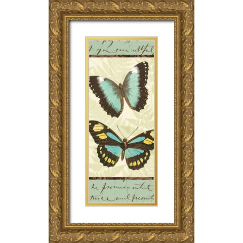 Butterfly Patchwork II Gold Ornate Wood Framed Art Print with Double Matting by Pela Studio