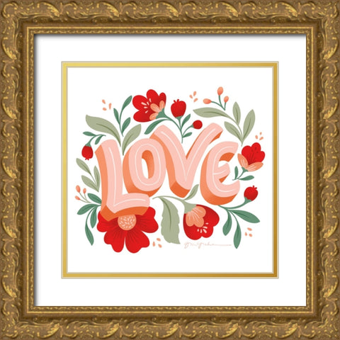 Love I Gold Ornate Wood Framed Art Print with Double Matting by Graham, Gia