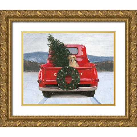 Christmas in the Heartland IV No Bow Gold Ornate Wood Framed Art Print with Double Matting by Wiens, James