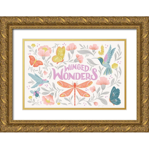 Winged Wonders I Gold Ornate Wood Framed Art Print with Double Matting by Graham, Gia