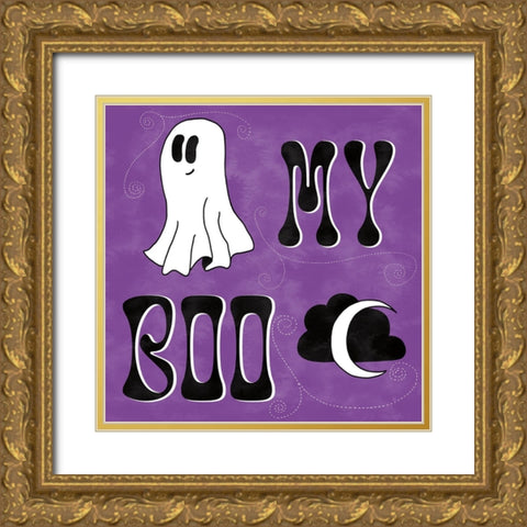 Hey Boo III Gold Ornate Wood Framed Art Print with Double Matting by Adams, Sarah