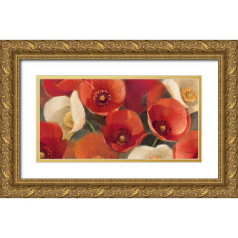 Poppies Bloom I Gold Ornate Wood Framed Art Print with Double Matting by Hristova, Albena