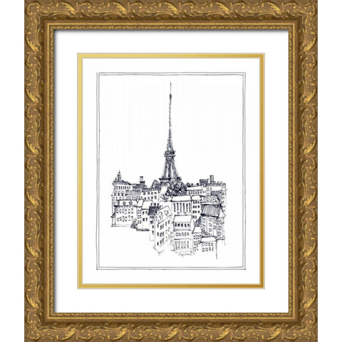 Eiffel Tower Gold Ornate Wood Framed Art Print with Double Matting by Tillmon, Avery