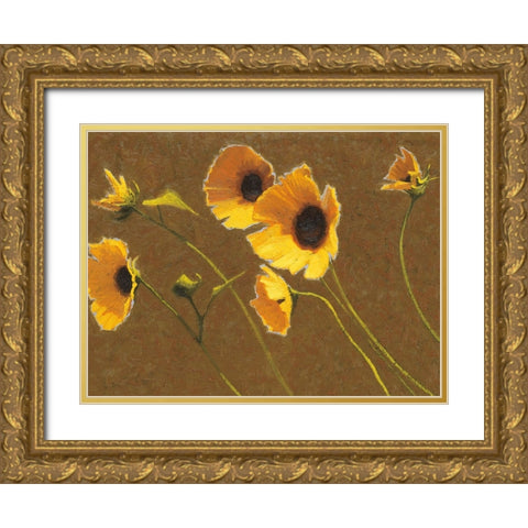 Sunny Flowers I Gold Ornate Wood Framed Art Print with Double Matting by Novak, Shirley