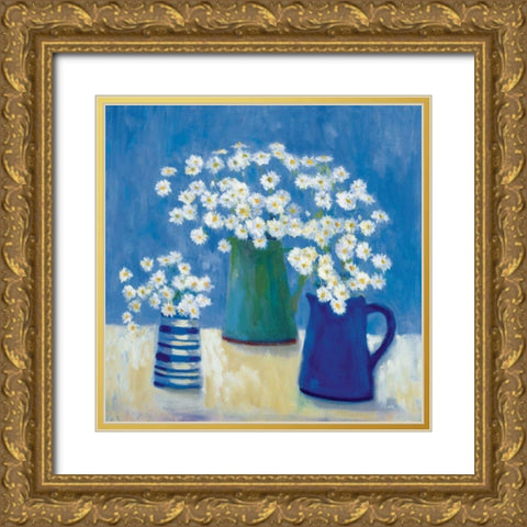 Summer Daisies Gold Ornate Wood Framed Art Print with Double Matting by Clark, Michael