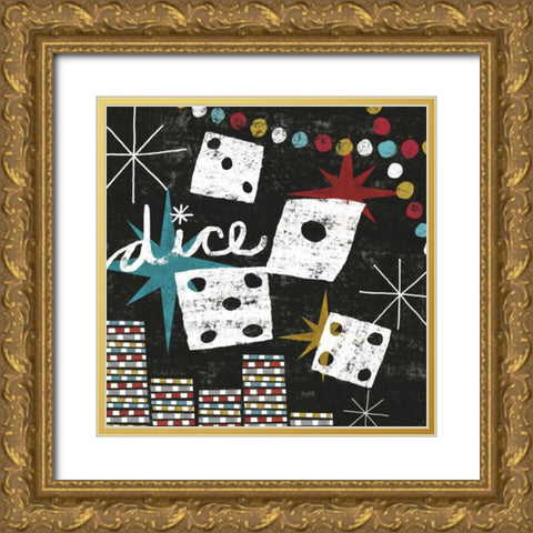 Vegas - Dice Gold Ornate Wood Framed Art Print with Double Matting by Mullan, Michael
