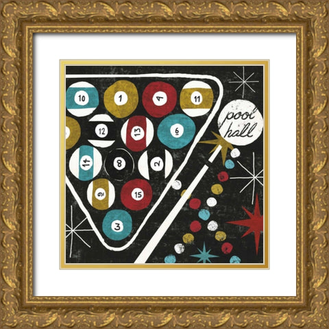 Vegas - Pool Hall Gold Ornate Wood Framed Art Print with Double Matting by Mullan, Michael
