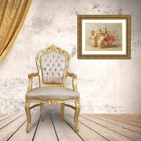 Sunny Bouquet Gold Ornate Wood Framed Art Print with Double Matting by Nai, Danhui