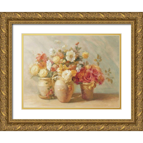 Sunny Bouquet Gold Ornate Wood Framed Art Print with Double Matting by Nai, Danhui