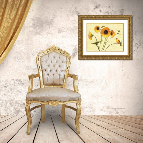 Sunny Flowers IV Gold Ornate Wood Framed Art Print with Double Matting by Novak, Shirley