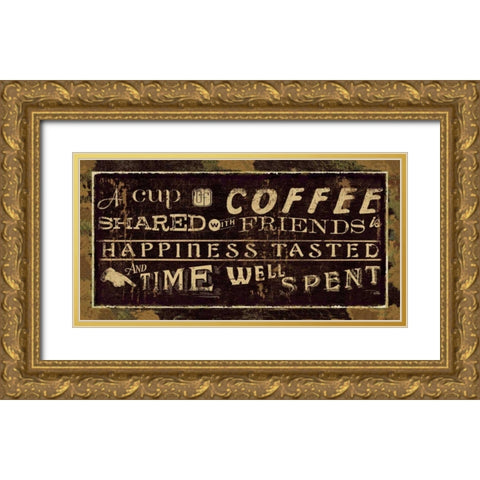 Coffee Quotes III Gold Ornate Wood Framed Art Print with Double Matting by Pela Studio