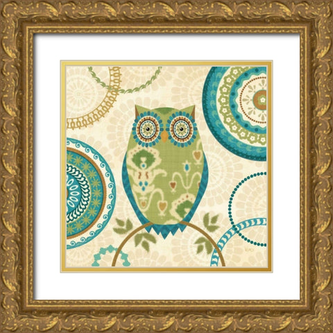 Owl Forest I Gold Ornate Wood Framed Art Print with Double Matting by Charron, Veronique
