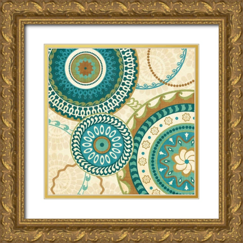 Owl Forest Suzani I Gold Ornate Wood Framed Art Print with Double Matting by Charron, Veronique
