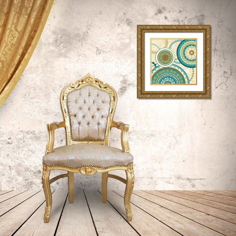 Owl Forest Suzani II ` Gold Ornate Wood Framed Art Print with Double Matting by Charron, Veronique