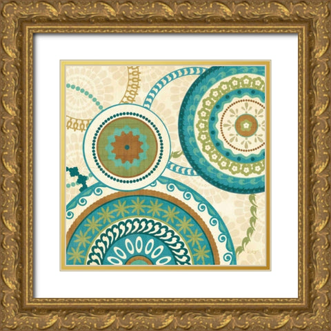 Owl Forest Suzani II ` Gold Ornate Wood Framed Art Print with Double Matting by Charron, Veronique