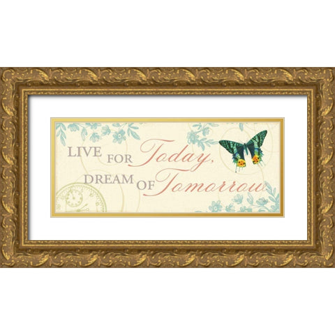 Time Flies III Gold Ornate Wood Framed Art Print with Double Matting by Pela Studio