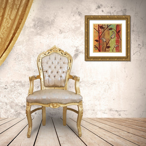 Paisley Garden I Gold Ornate Wood Framed Art Print with Double Matting by Charron, Veronique