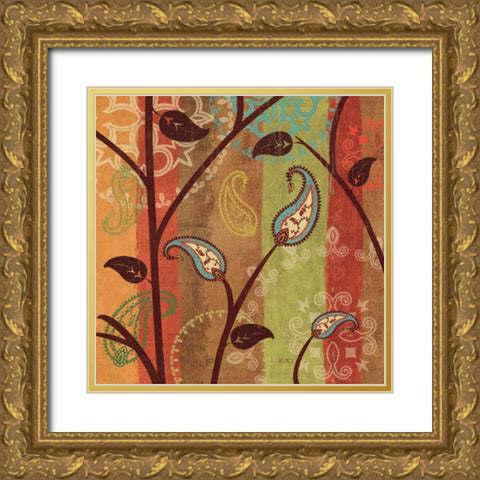 Paisley Garden I Gold Ornate Wood Framed Art Print with Double Matting by Charron, Veronique