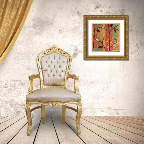 Paisley Garden II Gold Ornate Wood Framed Art Print with Double Matting by Charron, Veronique