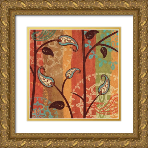 Paisley Garden II Gold Ornate Wood Framed Art Print with Double Matting by Charron, Veronique