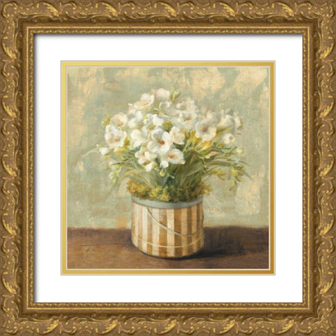 Hatbox Freesia - Wag Gold Ornate Wood Framed Art Print with Double Matting by Nai, Danhui