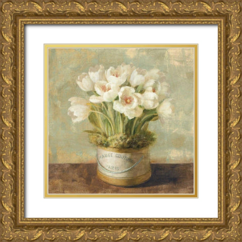 Hatbox Tulips - Wag Gold Ornate Wood Framed Art Print with Double Matting by Nai, Danhui