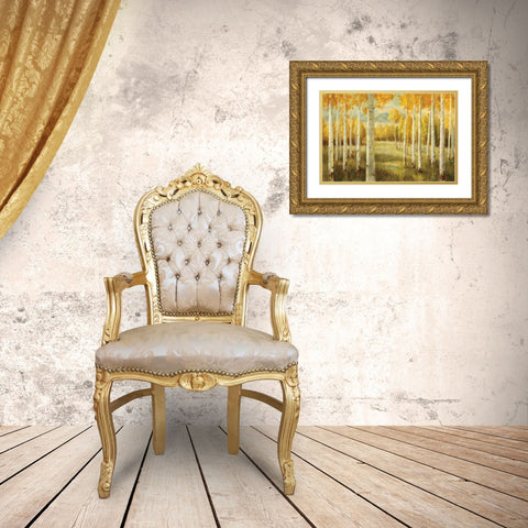 Aspens Gold Ornate Wood Framed Art Print with Double Matting by Nai, Danhui