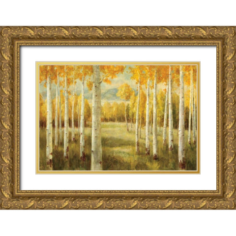 Aspens Gold Ornate Wood Framed Art Print with Double Matting by Nai, Danhui