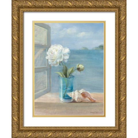 Coastal Florals I Gold Ornate Wood Framed Art Print with Double Matting by Nai, Danhui
