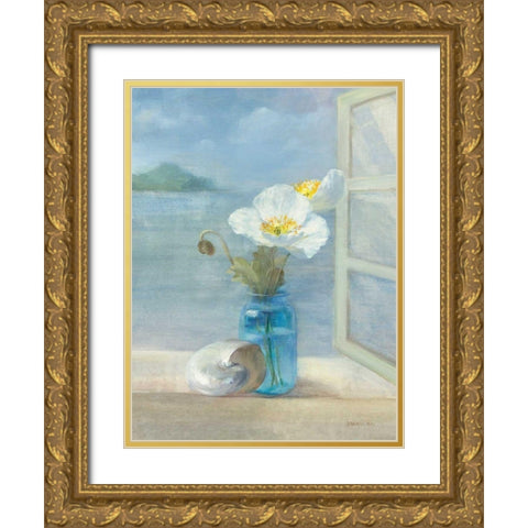 Coastal Florals II Gold Ornate Wood Framed Art Print with Double Matting by Nai, Danhui