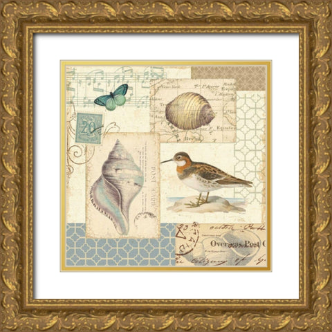 Coastal Collage II Gold Ornate Wood Framed Art Print with Double Matting by Pela
