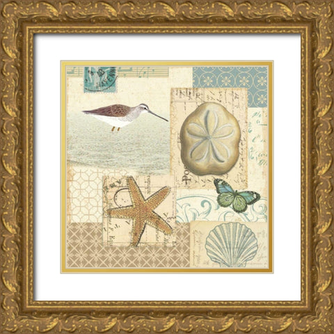 Coastal Collage III Gold Ornate Wood Framed Art Print with Double Matting by Pela