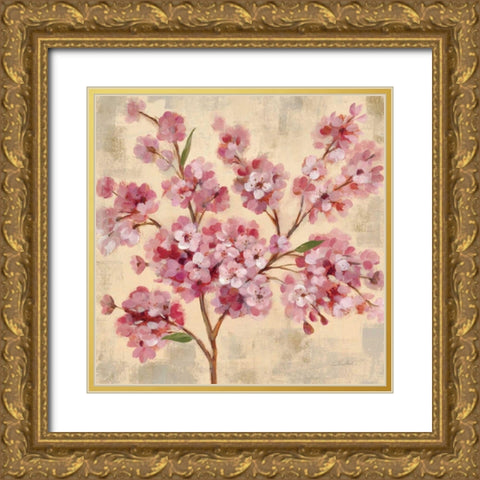 Pink Cherry Branch II Gold Ornate Wood Framed Art Print with Double Matting by Vassileva, Silvia