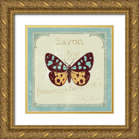 Parisian Butterfly I Gold Ornate Wood Framed Art Print with Double Matting by Schlabach, Sue