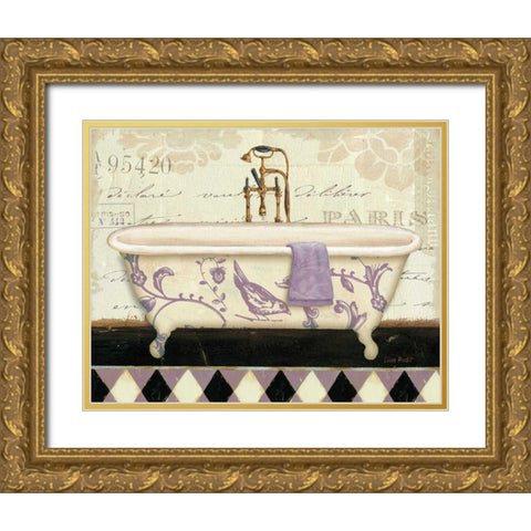 Lavender Marche de Fleurs Bath II Gold Ornate Wood Framed Art Print with Double Matting by Audit, Lisa