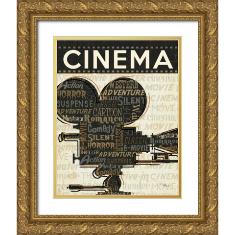 Cinema I Gold Ornate Wood Framed Art Print with Double Matting by Pela Studio
