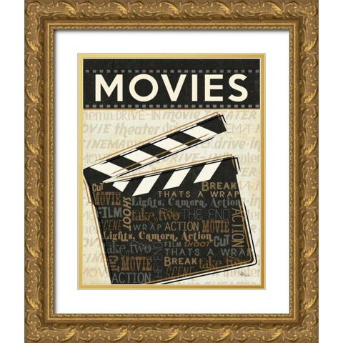 Cinema II Gold Ornate Wood Framed Art Print with Double Matting by Pela Studio