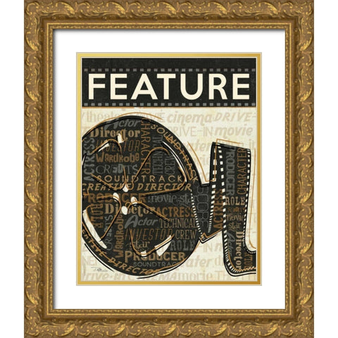 Cinema IV Gold Ornate Wood Framed Art Print with Double Matting by Pela Studio