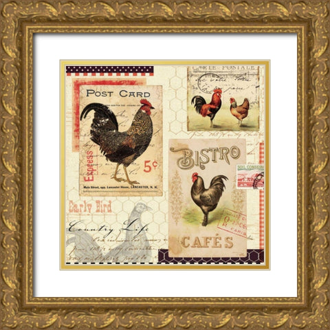 Rooster Farm I Gold Ornate Wood Framed Art Print with Double Matting by Pelletier, Alain