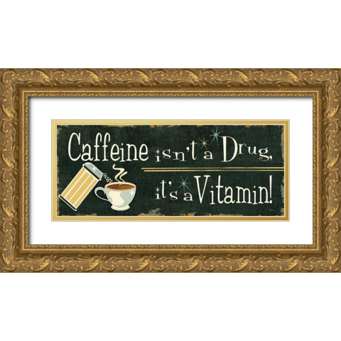 Funny Coffee IV Gold Ornate Wood Framed Art Print with Double Matting by Pela Studio