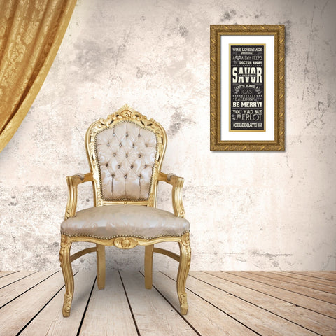 Wine Lovers I Gold Ornate Wood Framed Art Print with Double Matting by Pela Studio