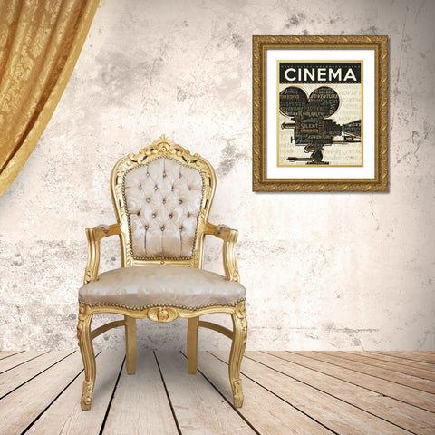 Cinema I Gold Ornate Wood Framed Art Print with Double Matting by Pela Studio