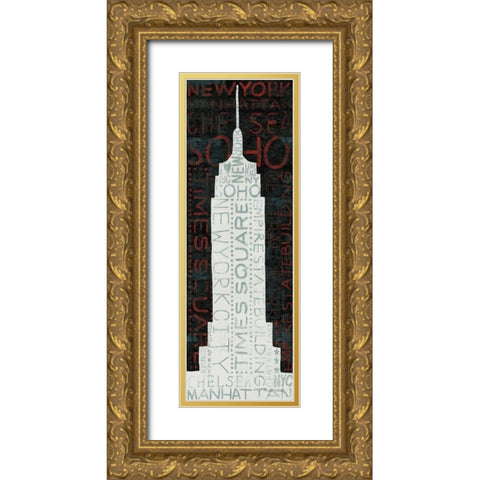 Empire State Building - Red Gold Ornate Wood Framed Art Print with Double Matting by Mullan, Michael