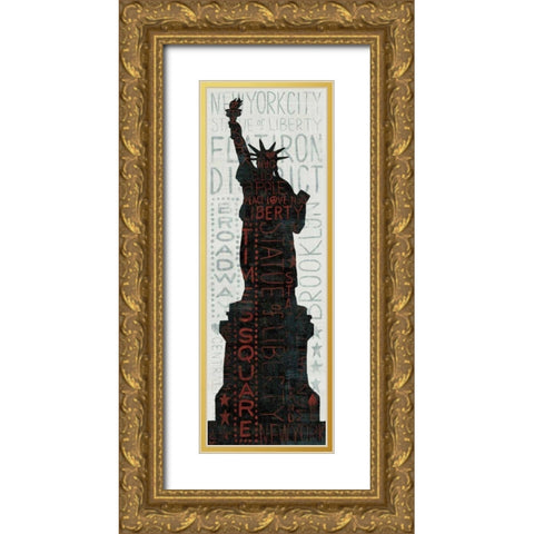Statue of Liberty - Red Gold Ornate Wood Framed Art Print with Double Matting by Mullan, Michael