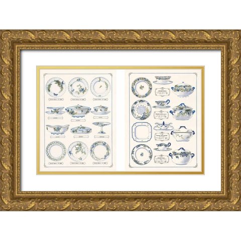 Porcelain Designs Gold Ornate Wood Framed Art Print with Double Matting by Anonymous