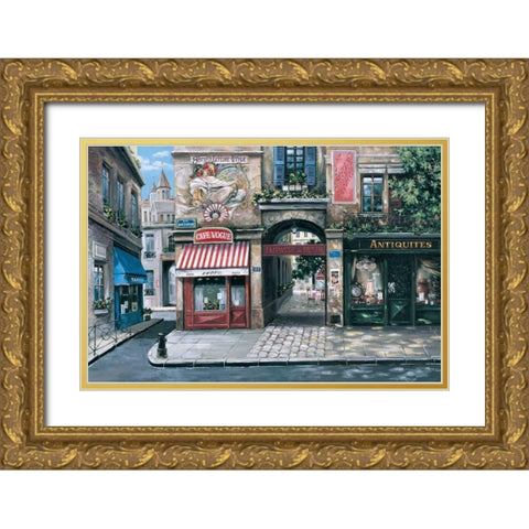 Vogue Cafe Gold Ornate Wood Framed Art Print with Double Matting by St. John, Mark