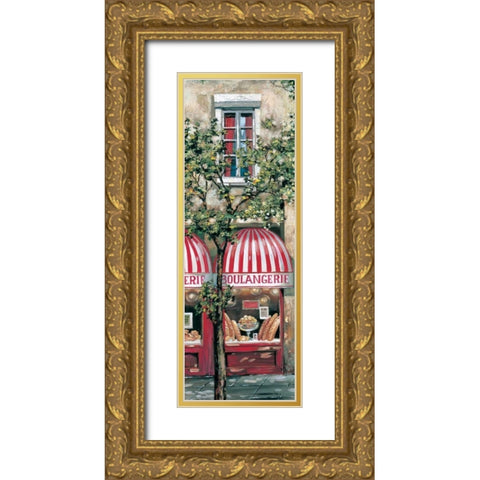 Red Striped Awning Gold Ornate Wood Framed Art Print with Double Matting by St. John, Mark