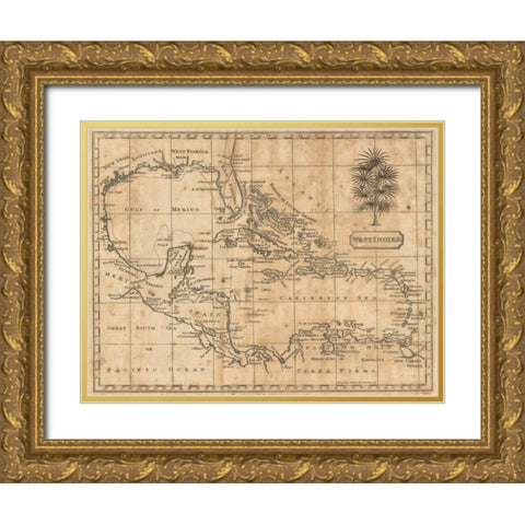 Caribbean 1806 Gold Ornate Wood Framed Art Print with Double Matting by Arrowsmith, Andrew