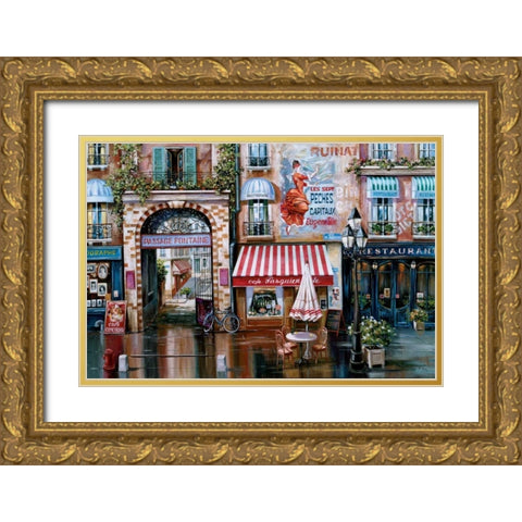 Passage Fontaine Gold Ornate Wood Framed Art Print with Double Matting by St. John, Mark